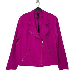 NWT Lane Bryant Ponte Moto Biker Stretch Zip Jacket Women’s Plus Size 28 Fuchsia
